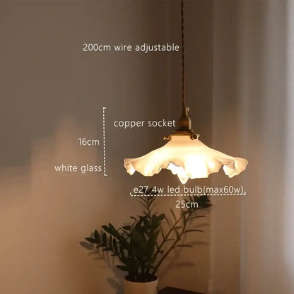 Classical brass and white glass pendant light bedroom lighting