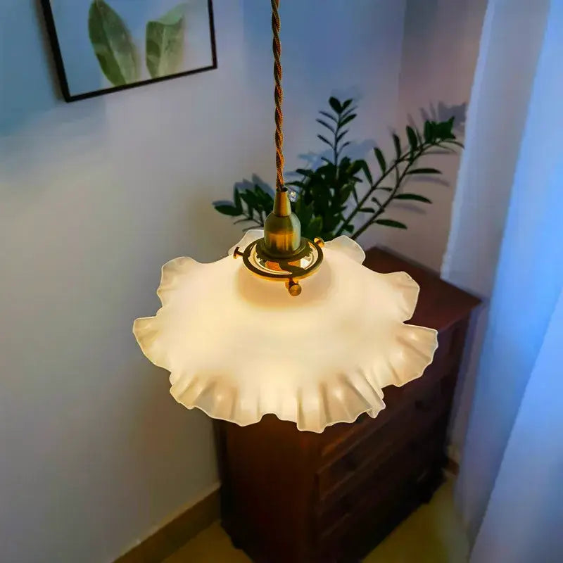 Classical brass and white glass pendant light bedroom lighting