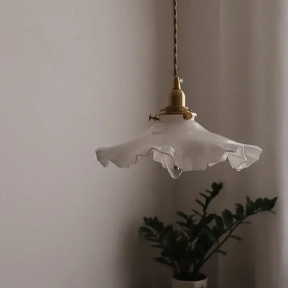 Classical brass and white glass pendant light bedroom lighting