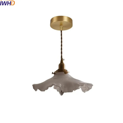 Classical brass and white glass pendant light bedroom lighting