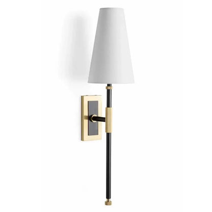 Sleek black & brass copper cloth led wall lamp for bedroom