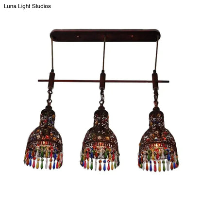 Art deco dark metal beaded cluster ceiling light corridor pendant