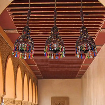 Art deco dark metal beaded cluster ceiling light corridor pendant