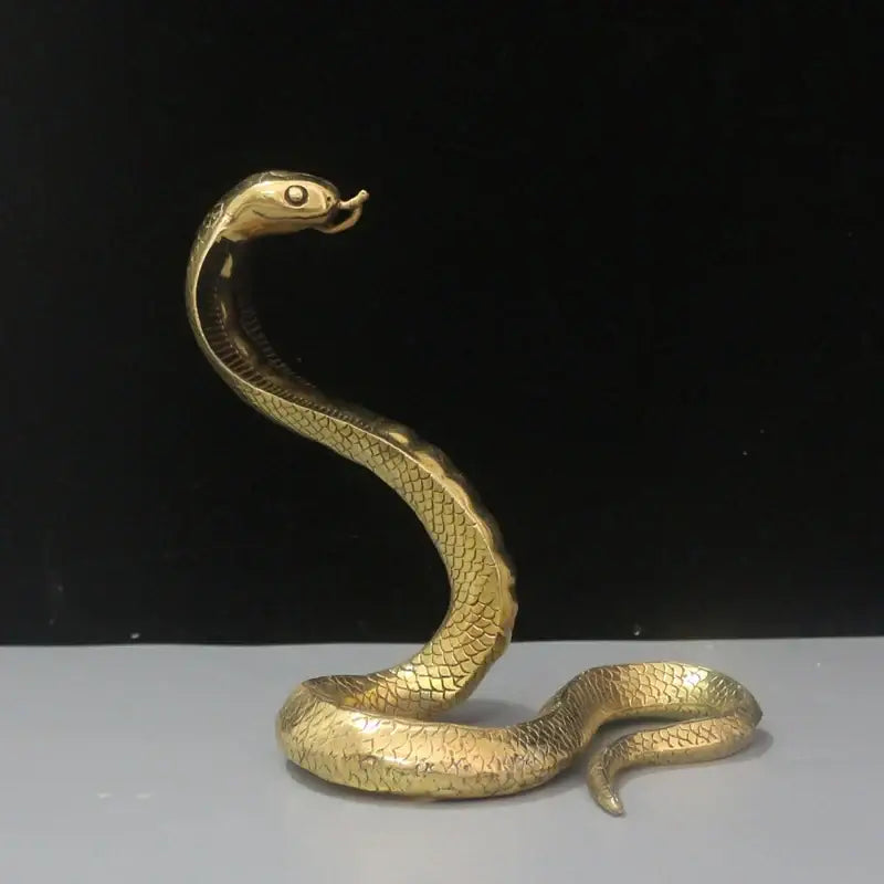 Golden brass cobra zodiac snake statue living room decor