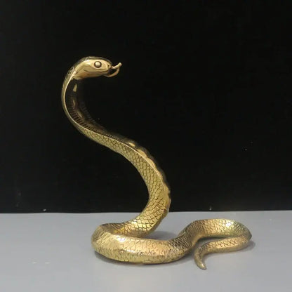 Golden brass cobra zodiac snake statue living room decor