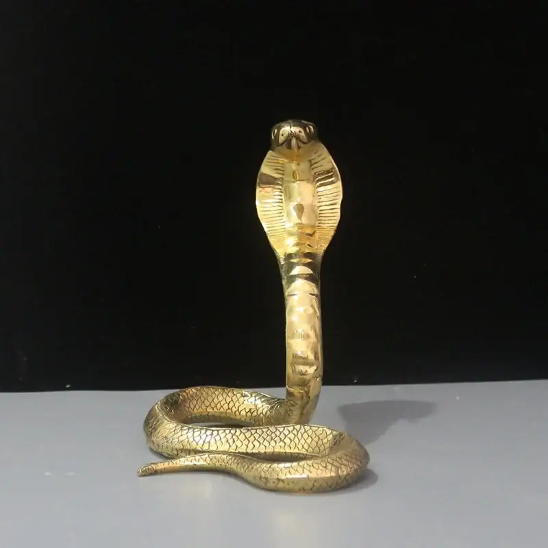 Golden brass cobra zodiac snake statue living room decor