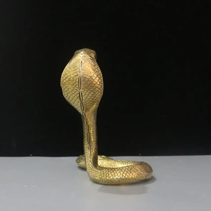 Golden brass cobra zodiac snake statue living room decor