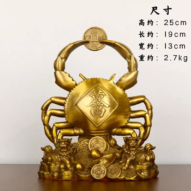 Copper crab ornaments for wealth and luxury living room decor