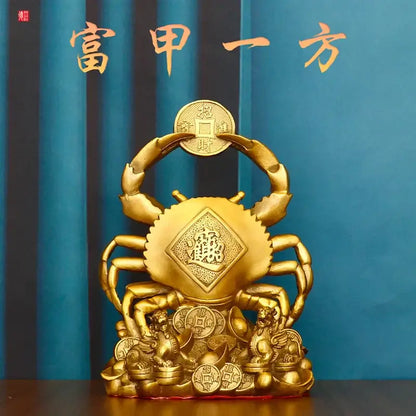 Copper crab ornaments for wealth and luxury living room decor
