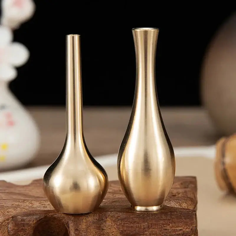 Polished brass miniature tall vase set – living room home decor