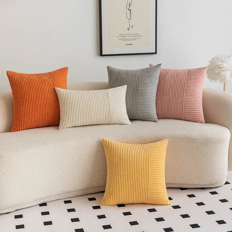 corduroy striped patchwork pillow cover set living room