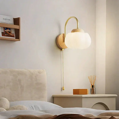 cotton led wall lamps brass wood cloud sconce bedroom