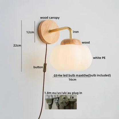 cotton led wall lamps brass wood cloud sconce bedroom