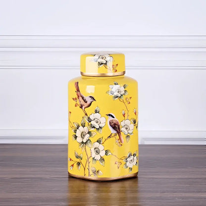 Decorbites country ceramic yellow floral jar dining room decor