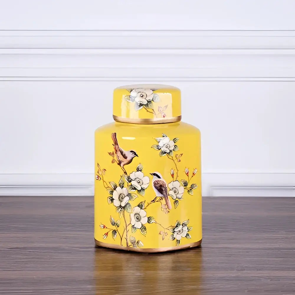 Decorbites country ceramic yellow floral jar dining room decor