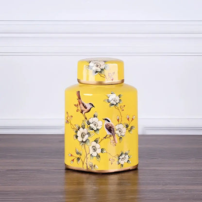 Decorbites country ceramic yellow floral jar dining room decor