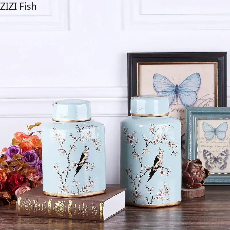 Decorbites country ceramic yellow floral jar dining room decor
