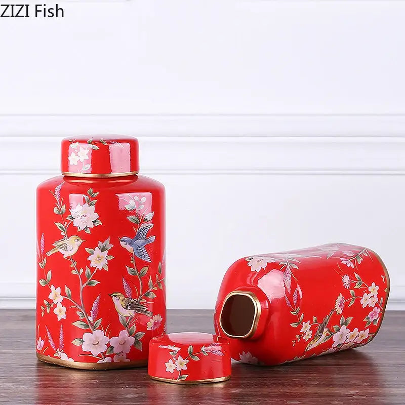 Decorbites country ceramic yellow floral jar dining room decor