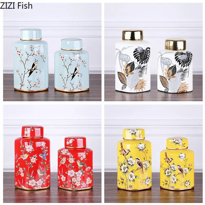 Decorbites country ceramic yellow floral jar dining room decor