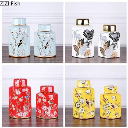 Decorbites country ceramic yellow floral jar dining room decor