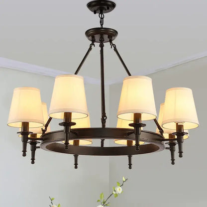 country fabric brass chandelier for bedroom with 3 shades