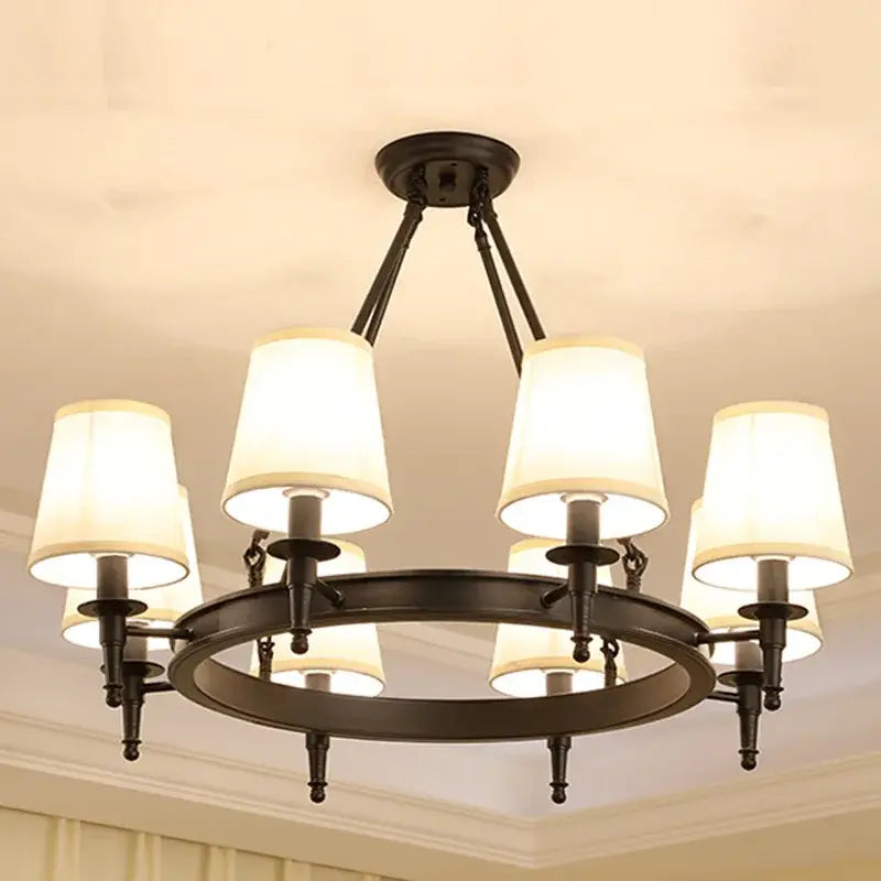 country fabric brass chandelier for bedroom with 3 shades
