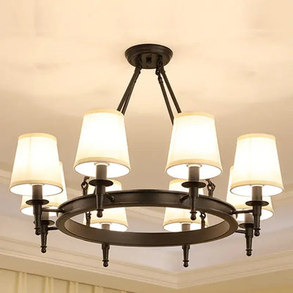 country fabric brass chandelier for bedroom with 3 shades