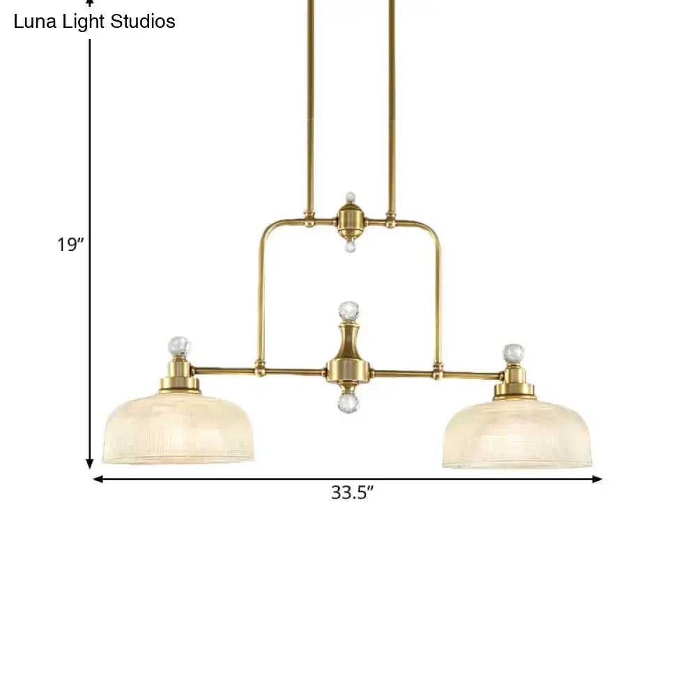 Industrial brass light kit with clear prismatic glass kitchen pendant
