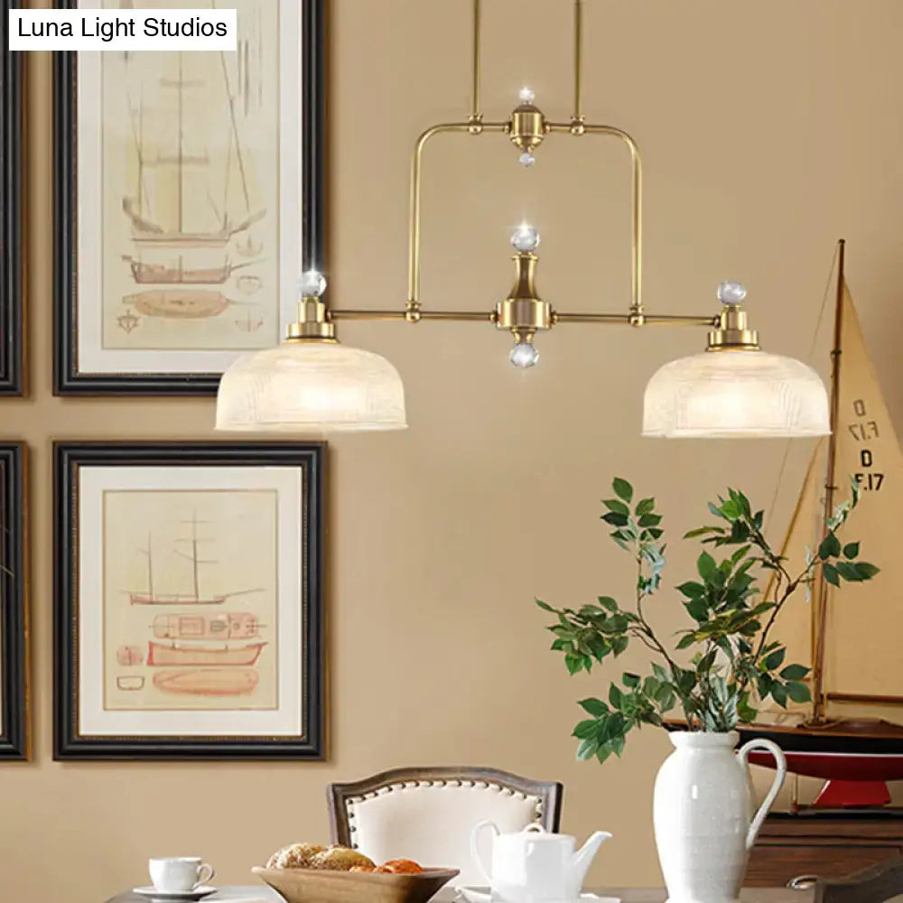 Industrial brass light kit with clear prismatic glass kitchen pendant