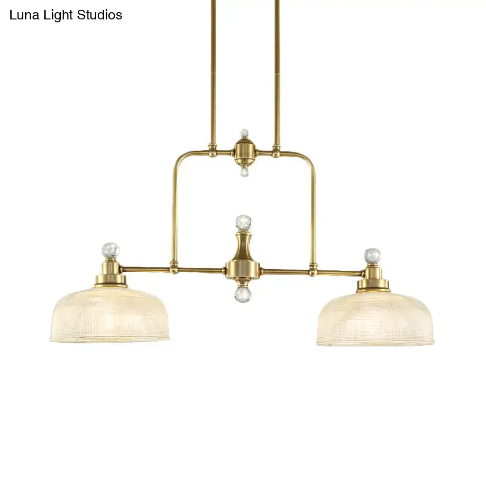 Industrial brass light kit with clear prismatic glass kitchen pendant
