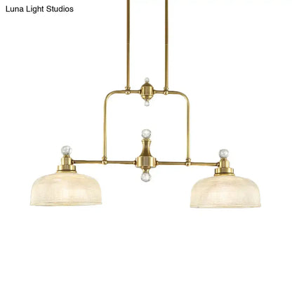 Industrial brass light kit with clear prismatic glass kitchen pendant