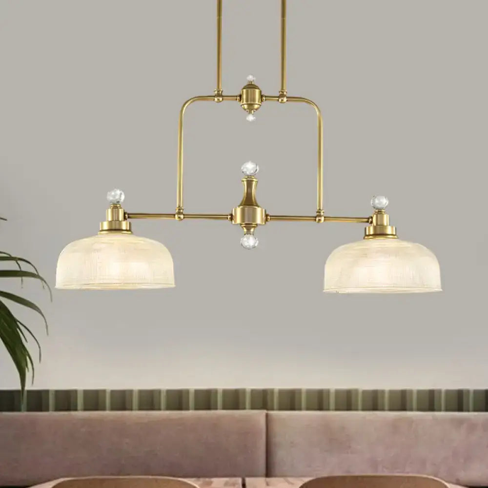 Industrial brass light kit with clear prismatic glass kitchen pendant
