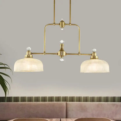 Industrial brass light kit with clear prismatic glass kitchen pendant