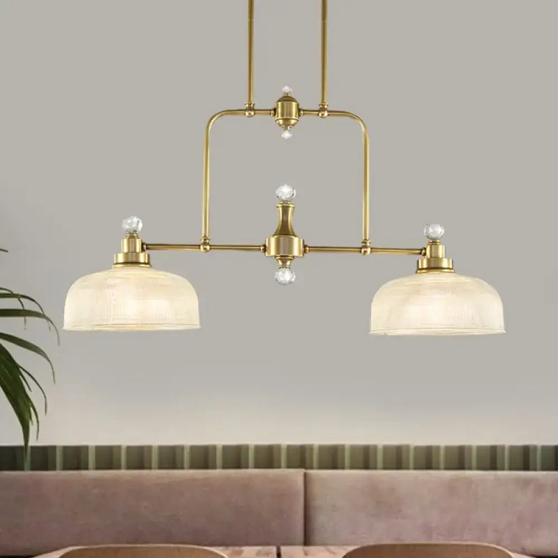 Industrial brass light kit with clear prismatic glass kitchen pendant