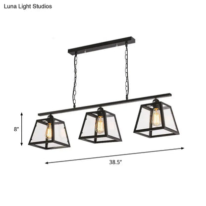 Industrial black metal island pendant light kitchen glass lanterns