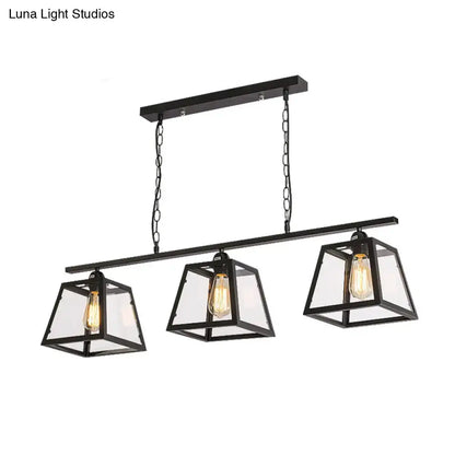 Industrial black metal island pendant light kitchen glass lanterns