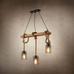 Rustic countryside mesh hanging pendant lamp dining room wood beam