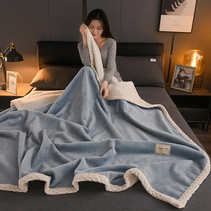 cozy autumn gray & white plush blanket – living room throw