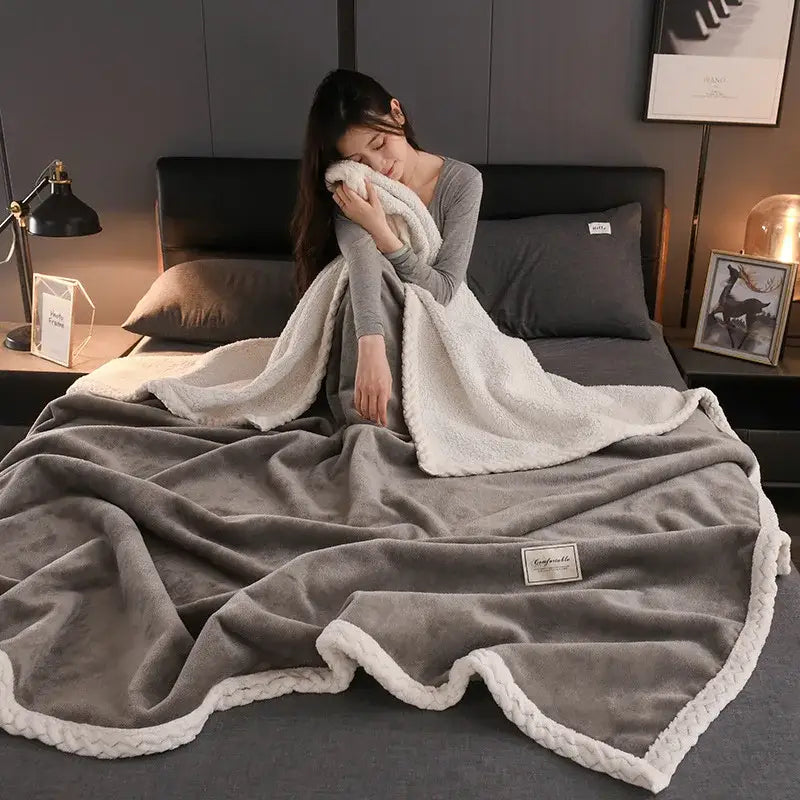 cozy autumn gray & white plush blanket – living room throw