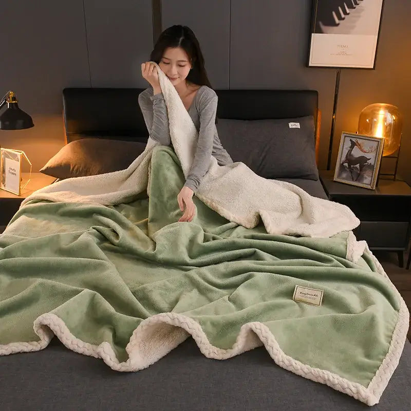cozy autumn gray & white plush blanket – living room throw