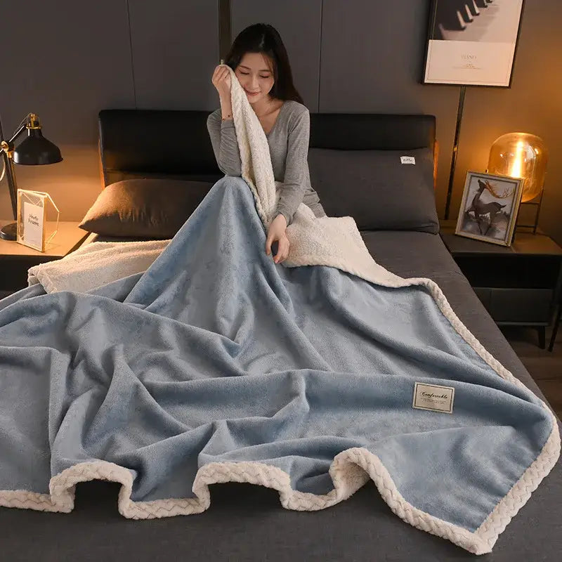 cozy autumn gray & white plush blanket – living room throw