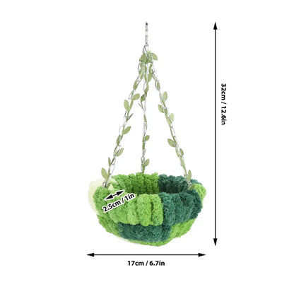 Green & cream coral fleece parrot hammock bed bedroom pet nest