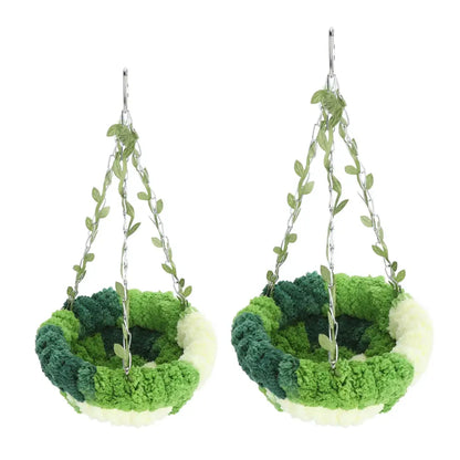 Green & cream coral fleece parrot hammock bed bedroom pet nest