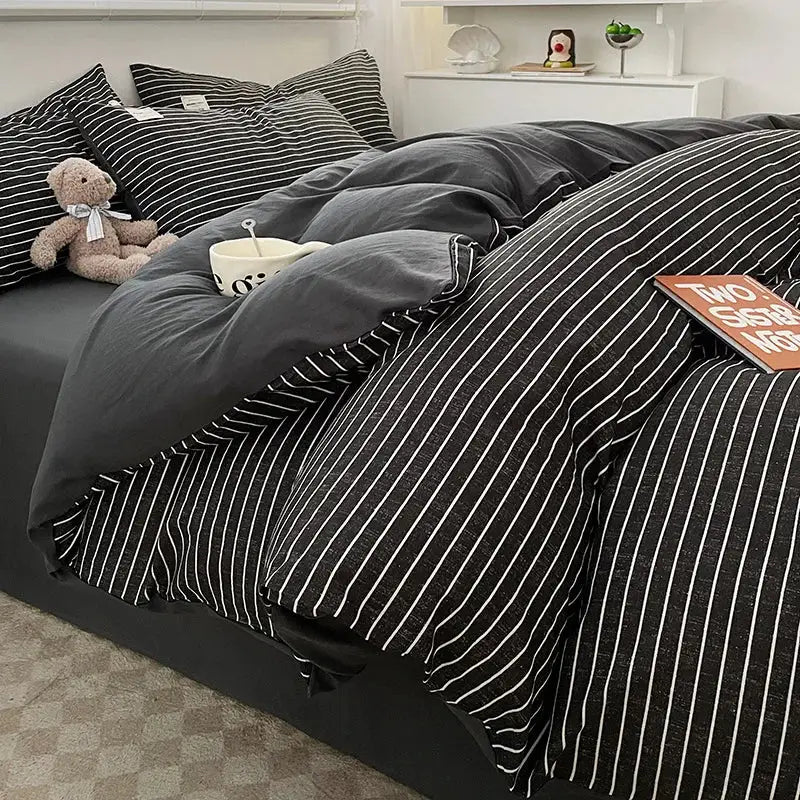 Nordic plaid muted green 1pc*duvet cover bedding set – bedroom