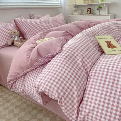 Nordic plaid muted green 1pc*duvet cover bedding set – bedroom