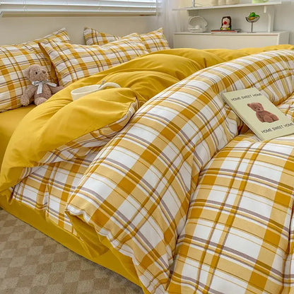 Nordic plaid muted green 1pc*duvet cover bedding set – bedroom