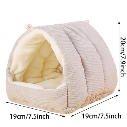 Gray & yellow corduroy fleece bird cage parrot bed bedroom hut