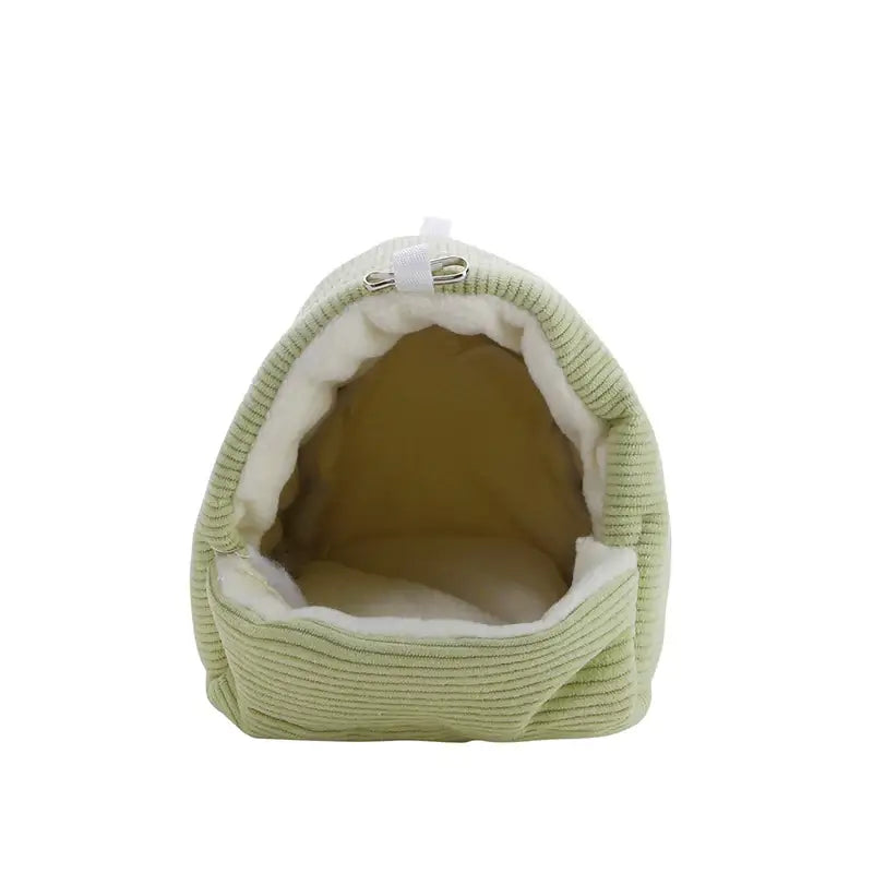 Gray & yellow corduroy fleece bird cage parrot bed bedroom hut