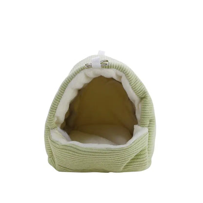 Gray & yellow corduroy fleece bird cage parrot bed bedroom hut