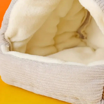Gray & yellow corduroy fleece bird cage parrot bed bedroom hut